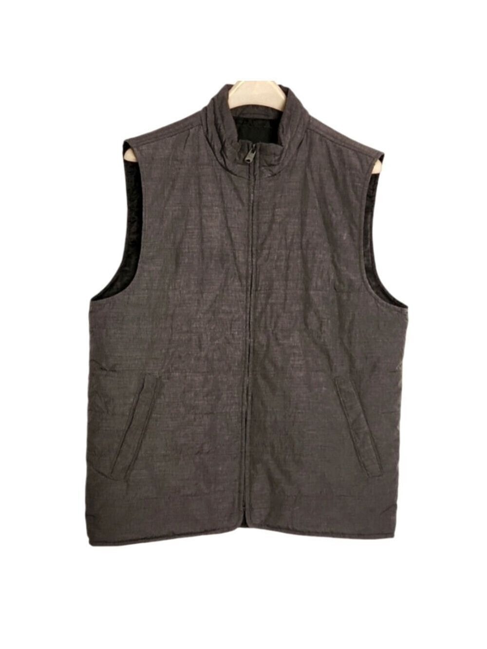 Marc Anthony Men's Vest Lightweight Puffer Sz: Med Gray Pepper Zip Up Nylon Poly